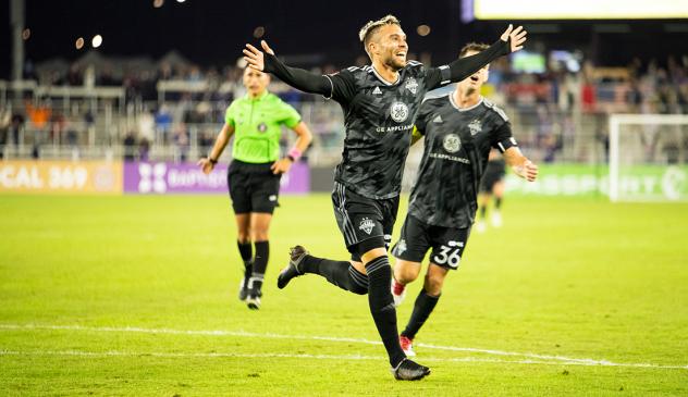 Louisville City FC forward Cameron Lancaster