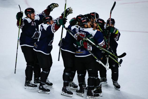 Utah Grizzlies celebrate a goal