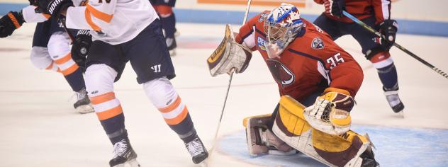 South Carolina Stingrays goaltender Hunter Shepard vs. the Greenville Swamp Rabbits