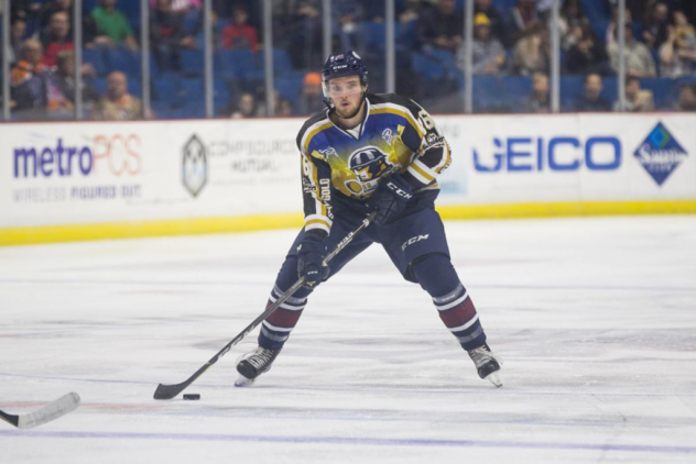 Defenseman Kyle Rhodes with the Tulsa Oilers