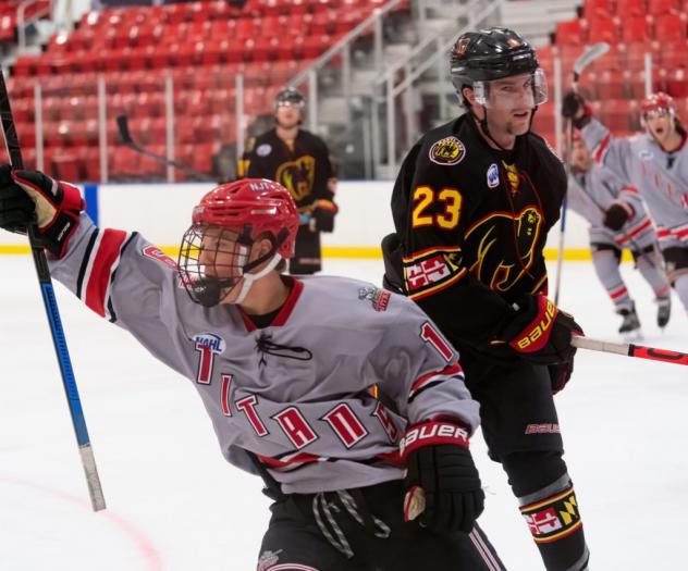 New Jersey Titans forward Evan Werner celebrates vs. the Maryland Black Bears