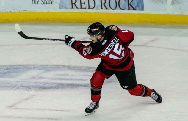 Forward Keeghan Howdeshell with the Rapid City Rush