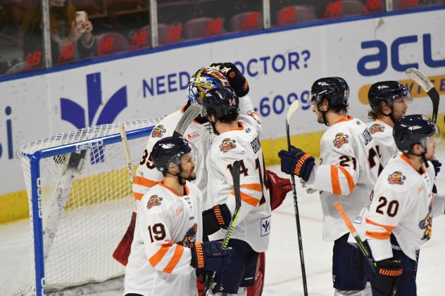 Greenville Swamp Rabbits celebrate a win