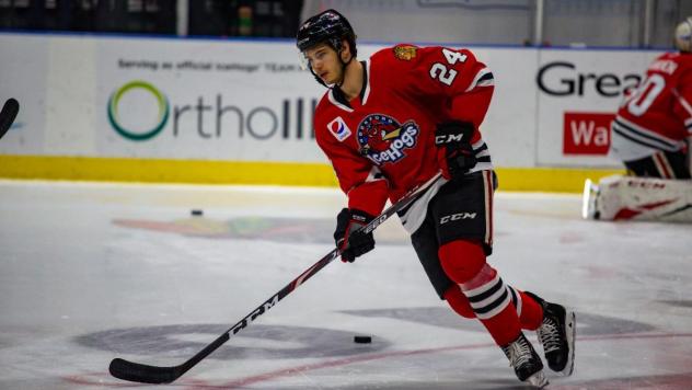 Forward Reese Johnson with the Rockford IceHogs