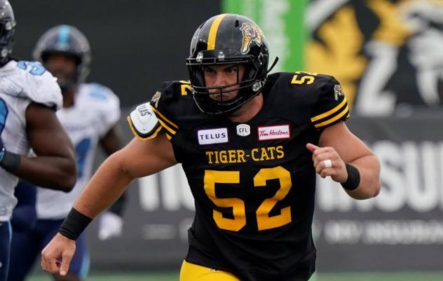 Aaron Crawford with the Hamilton Tiger-Cats