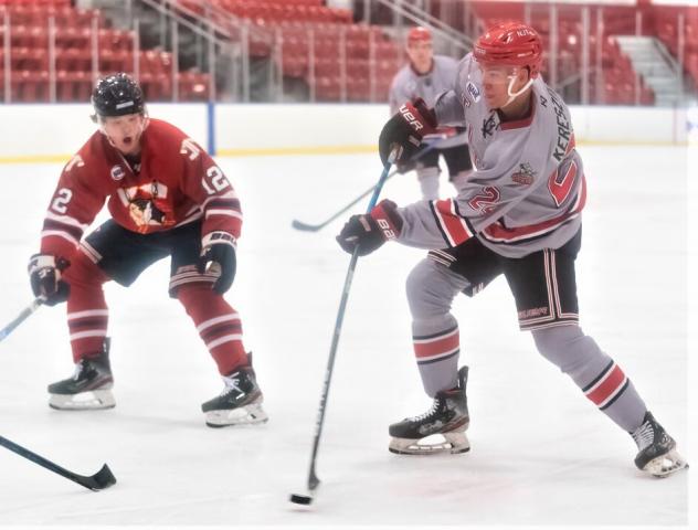 Levente Keresztes of the New Jersey Titans (right) vs. the Johnstown Tomahawks