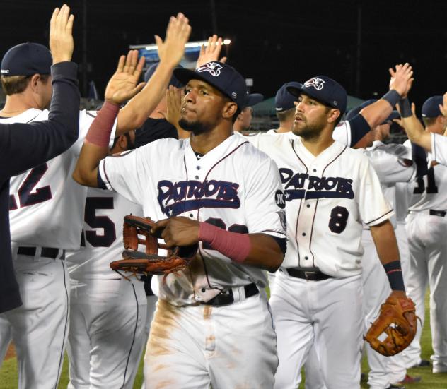Somerset Patriots exchange high fives
