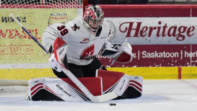 Goaltender Brock Gould with the Moose Jaw Warriors