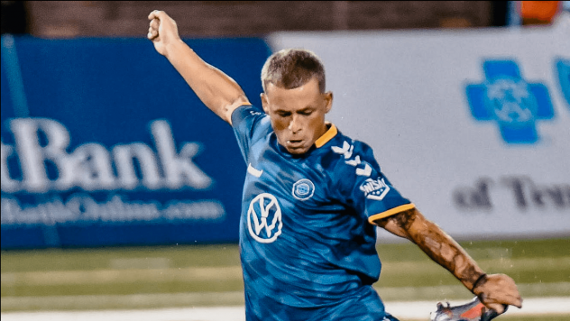 Forward Clayton Adams with Chattanooga FC
