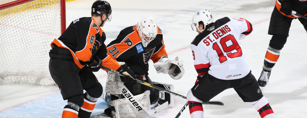 Binghamton Devils forward Travis St. Denis vs. the Lehigh Valley Phantoms