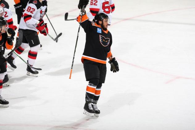 Lehigh Valley Phantoms react after a goal