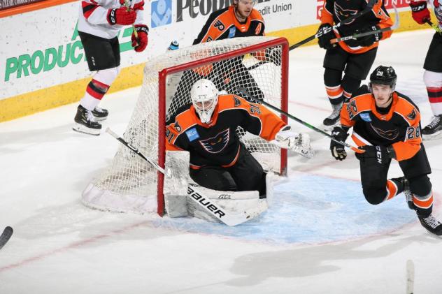 Lehigh Valley Phantoms goaltender Zane McIntyre vs. the Binghamton Devils