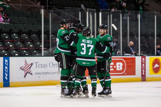 Texas Stars huddle up after a goal