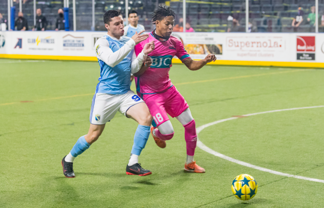 St. Louis Ambush defender Patrick Thompson (right) vs. the San Diego Sockers