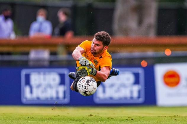 Goalkeeper Phil Breno with the Charleston Battery