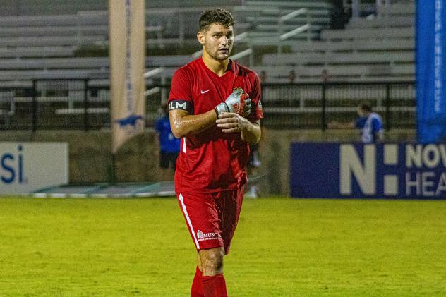 Goalkeeper Phil Breno with the Charleston Battery