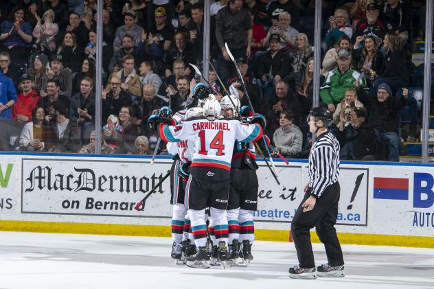 Kelowna Rockets celebrate a goal