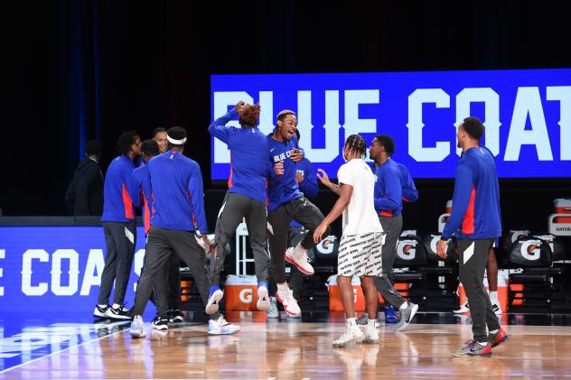 Delaware Blue Coats celebrate a win