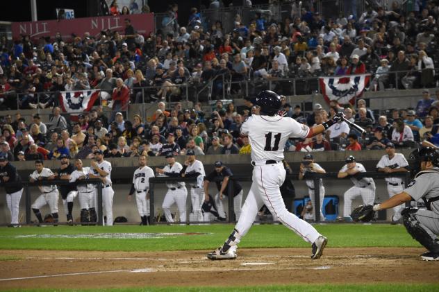 Ramon Flores at bat for the Somerset Patriots