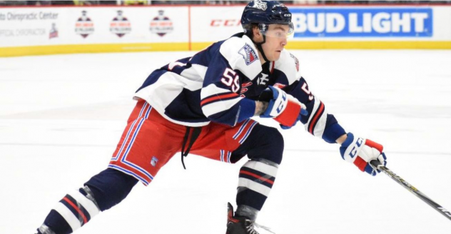 Forward Jake Elmer with the Hartford Wolf Pack