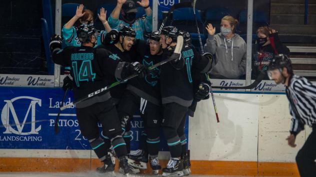 Columbus River Dragons celebrate a goal