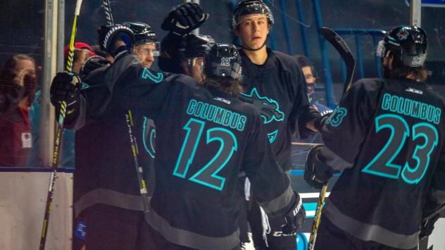 Columbus River Dragons celebrate a goal