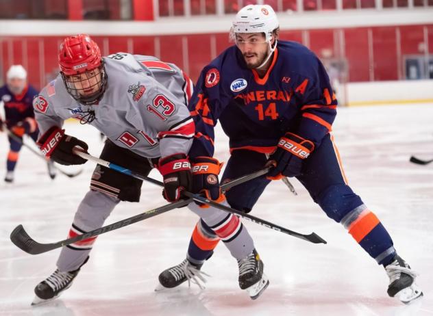 New Jersey Titans forward Nick Seitz (left) vs the Northeast Generals