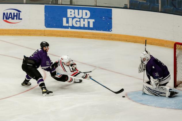 Odessa Jackalopes forward Lucas Coon tests the Lone Star Brahmas