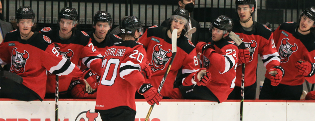 Fabian Zetterlund along the Binghamton Devils bench
