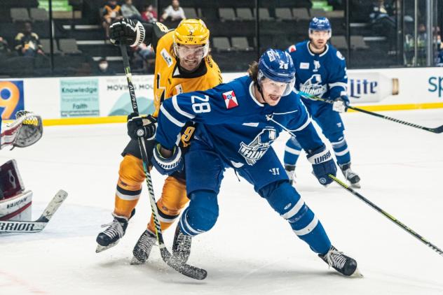 Wichita Thunder defenseman Dean Stewart vs. the Wheeling Nailers