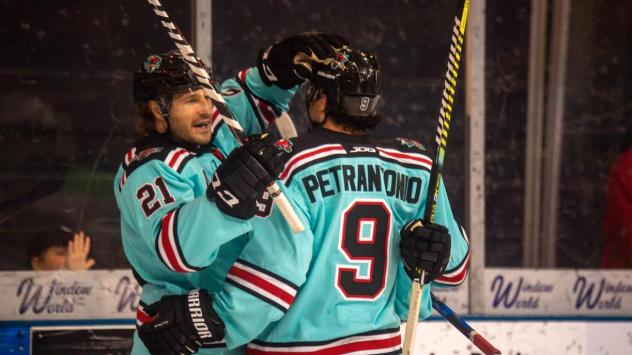 Columbus River Dragons react after a goal