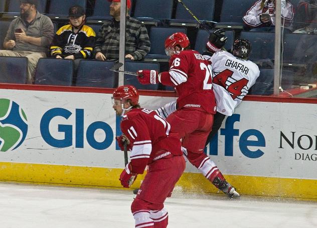 Allen Americans forward Spencer Asuchak delivers a hit
