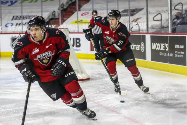 Vancouver Giants defenceman Nicco Camazzola handles the puck