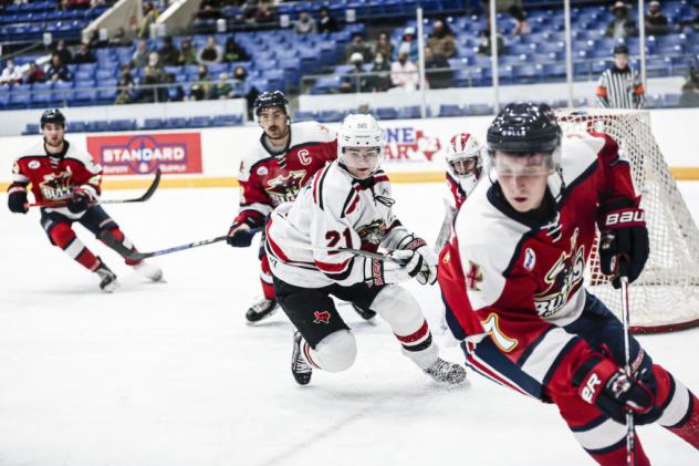 Odessa Jackalopes forward Ben Doherty (right)
