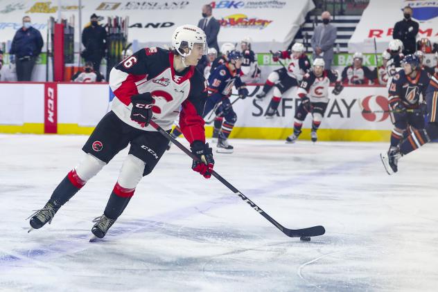 Prince George Cougars left wing Carter MacAdams vs. the Kamloops Blazers