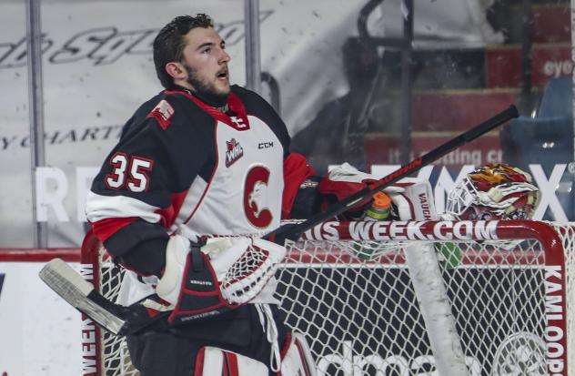 Prince George Cougars goaltender Taylor Gauthier vs. the Kamloops Blazers