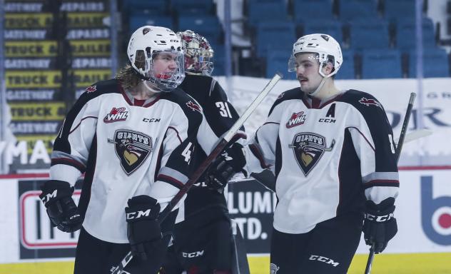 Vancouver Giants react after a goal against the Kelowna Rockets