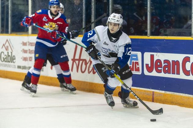 Saint John Sea Dogs left wing Brady Burns vs. the Moncton Wildcats