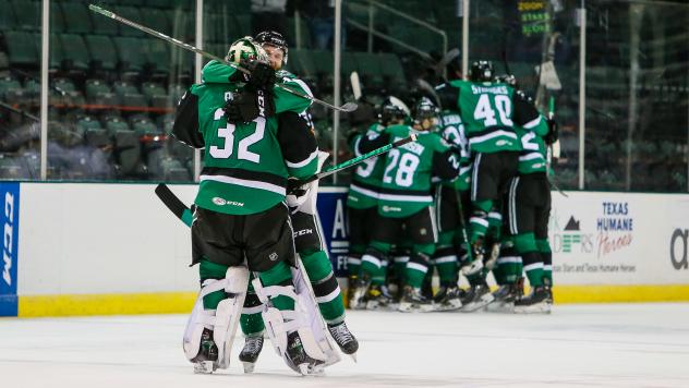 Texas Stars celebrate their comeback win over the Iowa Wild