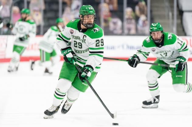 Forward Jordan Kawaguchi with North Dakota