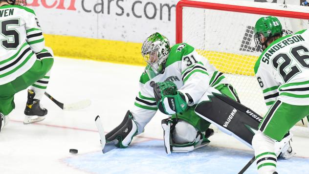 Goaltender Adam Scheel with the University of North Dakota