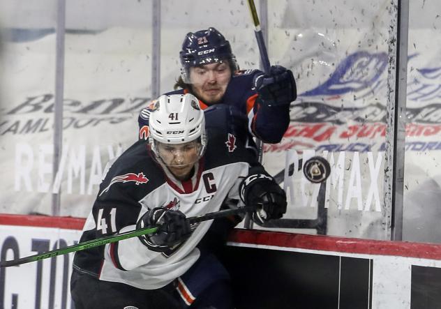 Vancouver Giants defenceman Alex Kannok Leipert vs. the Kamloops Blazers