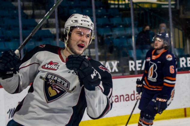 Vancouver Giants left wing Zach Ostapchuk vs. the Kamloops Blazers