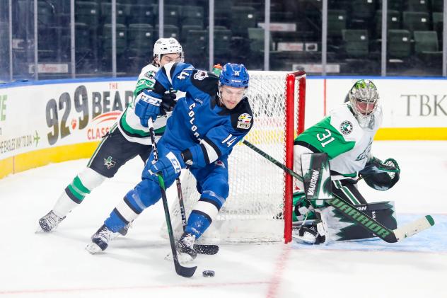 Texas Stars goaltender Adam Scheel vs. the Colorado Eagles