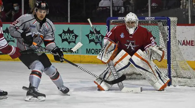 Allen Americans goaltender Francis Marotte vs. the Kansas City Mavericks