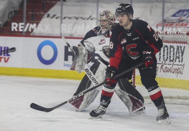 Blake Eastman of the Prince George Cougars vs. the Vancouver Giants