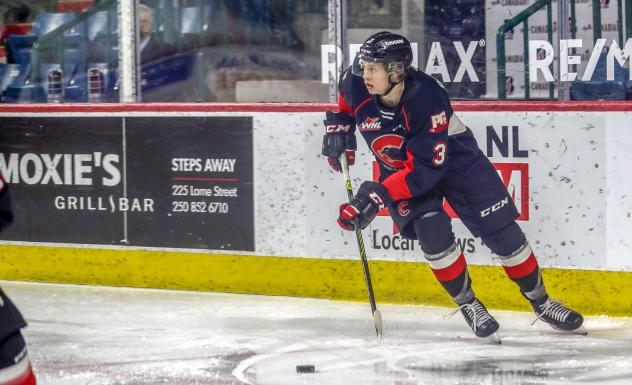 Jaren Brinson of the Prince George Cougars vs. the Vancouver Giants