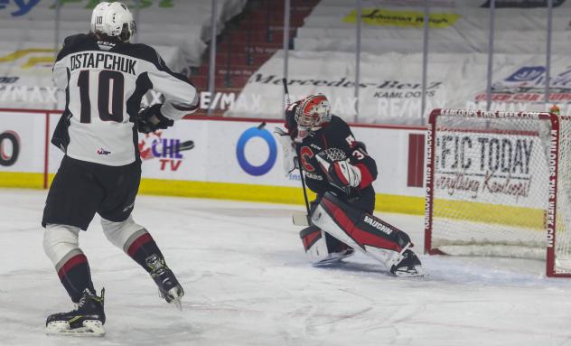 Prince George Cougars goaltender Tyler Brennan vs. the Vancouver Giants