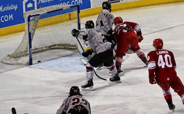 Allen Americans score against the Kansas City Mavericks