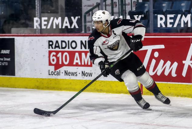 Vancouver Giants defenceman Alex Kannok Leipert vs. the Prince George Cougars